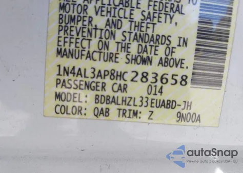 2017 Nissan Altima 2.5 Sr from USA, damaged, VIN 1N4AL3AP8HC283658